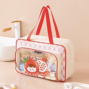 pvc透明洗漱包手提萌趣遊泳包防水雙層乾溼分離包便攜運動健身包 手機包 運動包