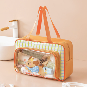 pvc透明洗漱包手提萌趣遊泳包防水雙層乾溼分離包便攜運動健身包 手機包 運動包