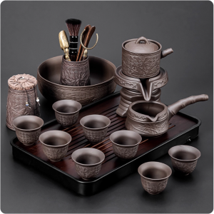 紫砂功夫茶具石磨自動懶人泡茶組