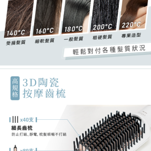 munichi 沐尼黑 國際電壓ion負離子溫控直髮梳(mmc qq2)